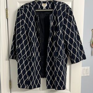 Talbots Navy and White Patterned Women's blazer